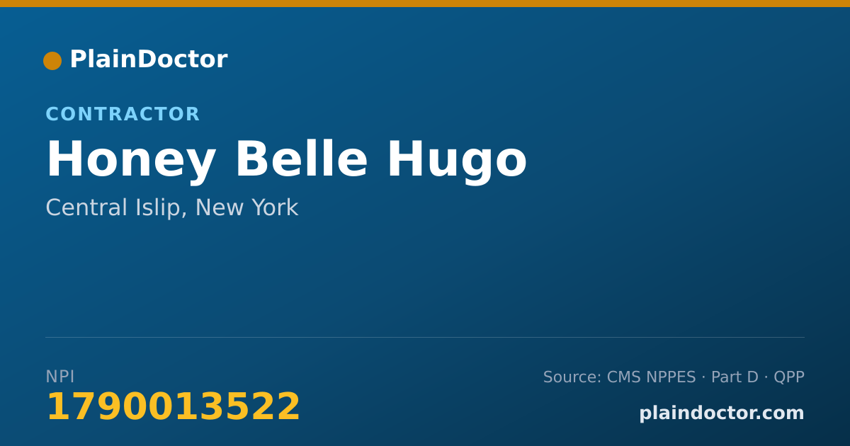 Shareable card for Honey Belle Hugo - Contractor, Central Islip, NY