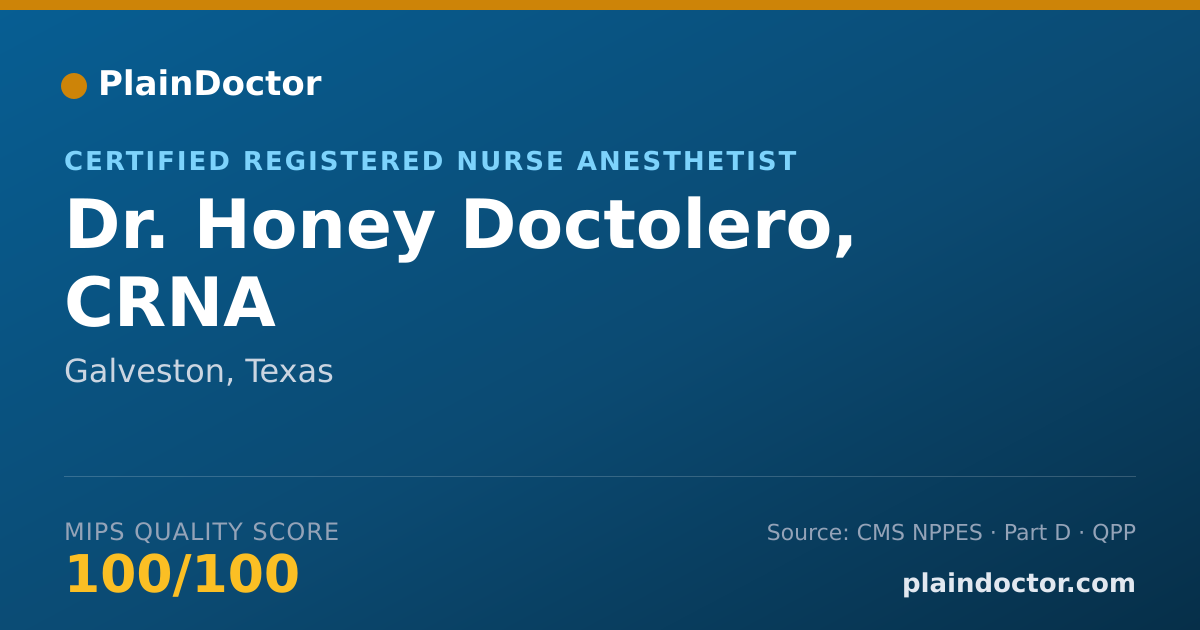 Shareable card for Honey Doctolero, CRNA - Certified Registered Nurse Anesthetist, Galveston, TX