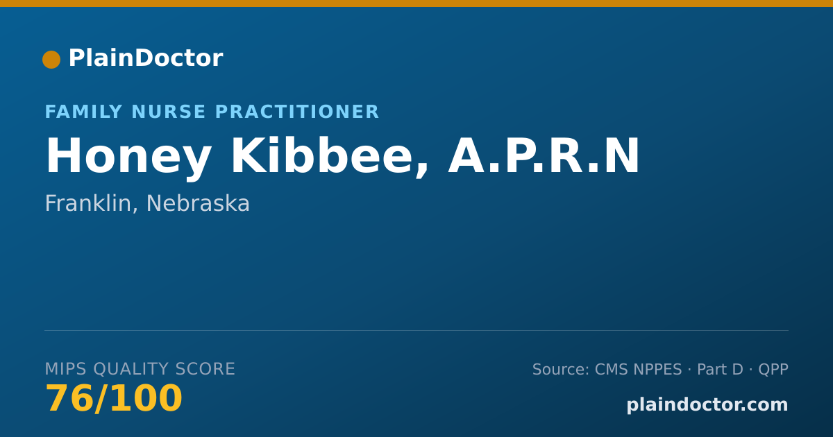 Shareable card for Honey Kibbee, A.P.R.N - Family Nurse Practitioner, Franklin, NE