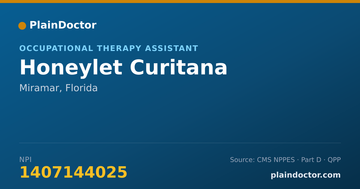 Shareable card for Honeylet Curitana - Occupational Therapy Assistant, Miramar, FL