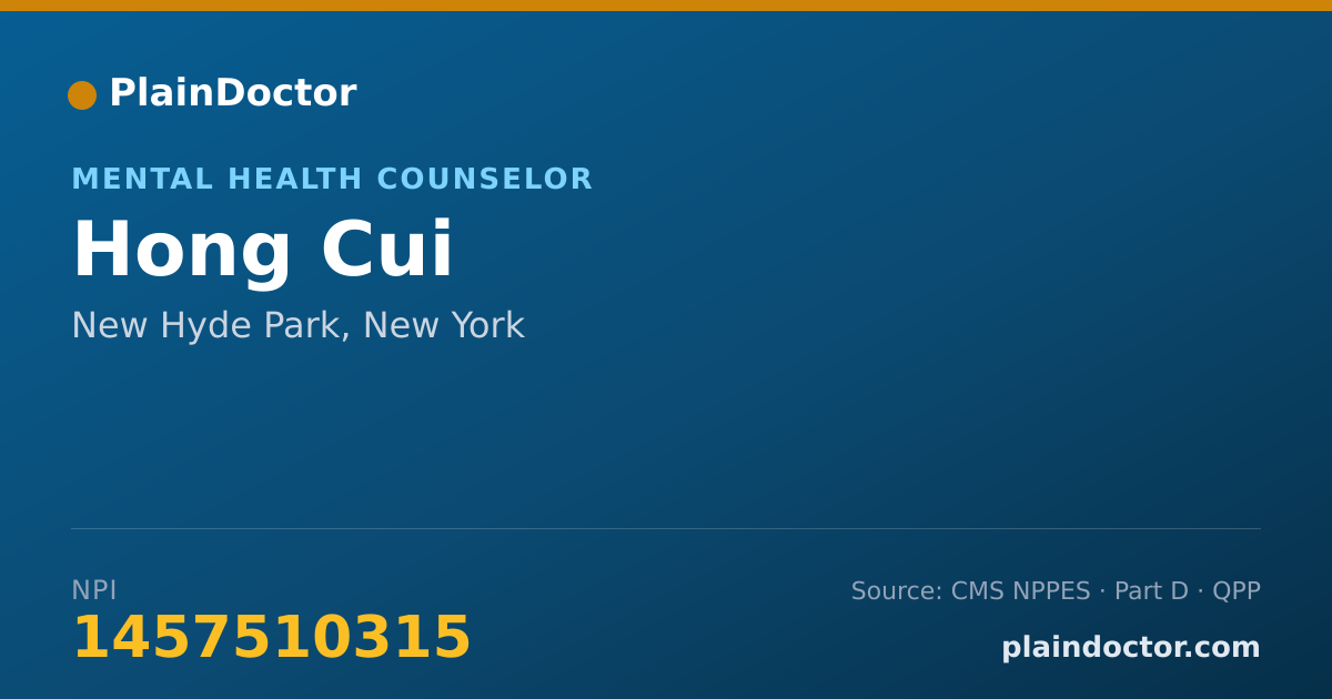 Shareable card for Hong Cui - Mental Health Counselor, New Hyde Park, NY