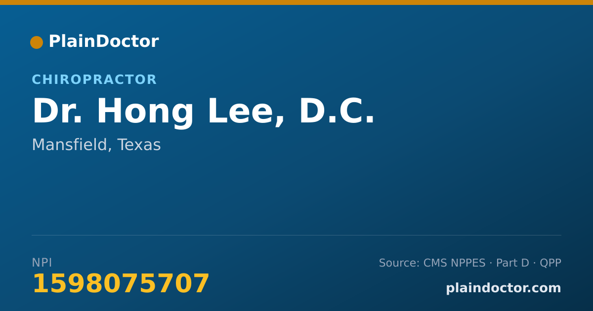 Shareable card for Hong Lee, D.C. - Chiropractor, Mansfield, TX