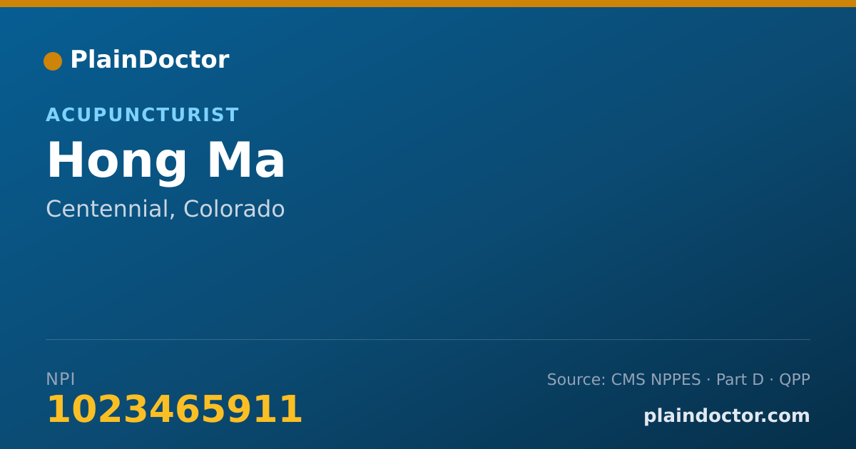 Shareable card for Hong Ma - Acupuncturist, Centennial, CO
