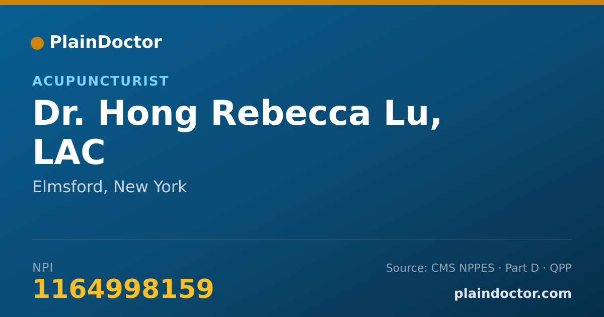 Shareable card for Hong Rebecca Lu, LAC - Acupuncturist, Elmsford, NY