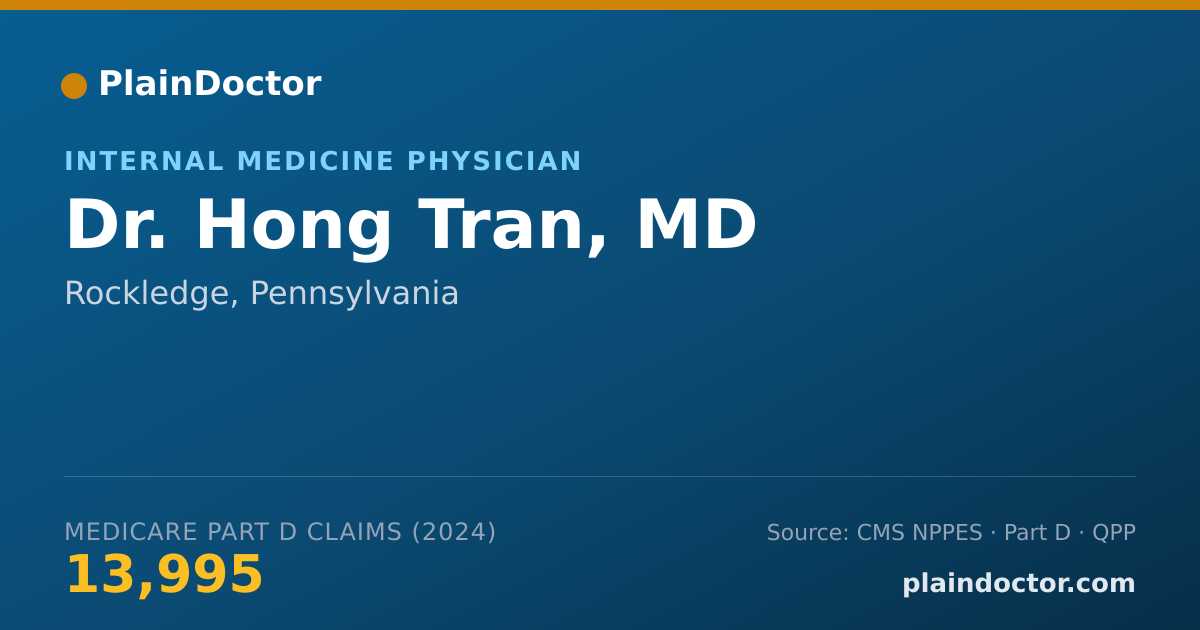 Shareable card for Hong Tran, MD - Internal Medicine Physician, Rockledge, PA