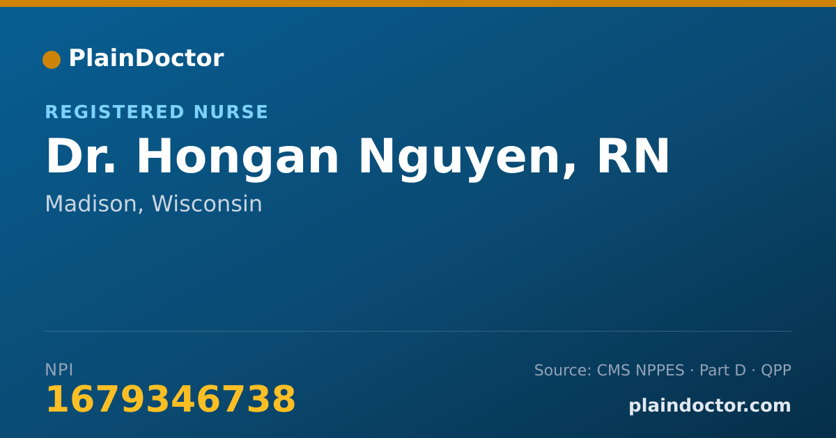 Shareable card for Hongan Nguyen, RN - Registered Nurse, Madison, WI
