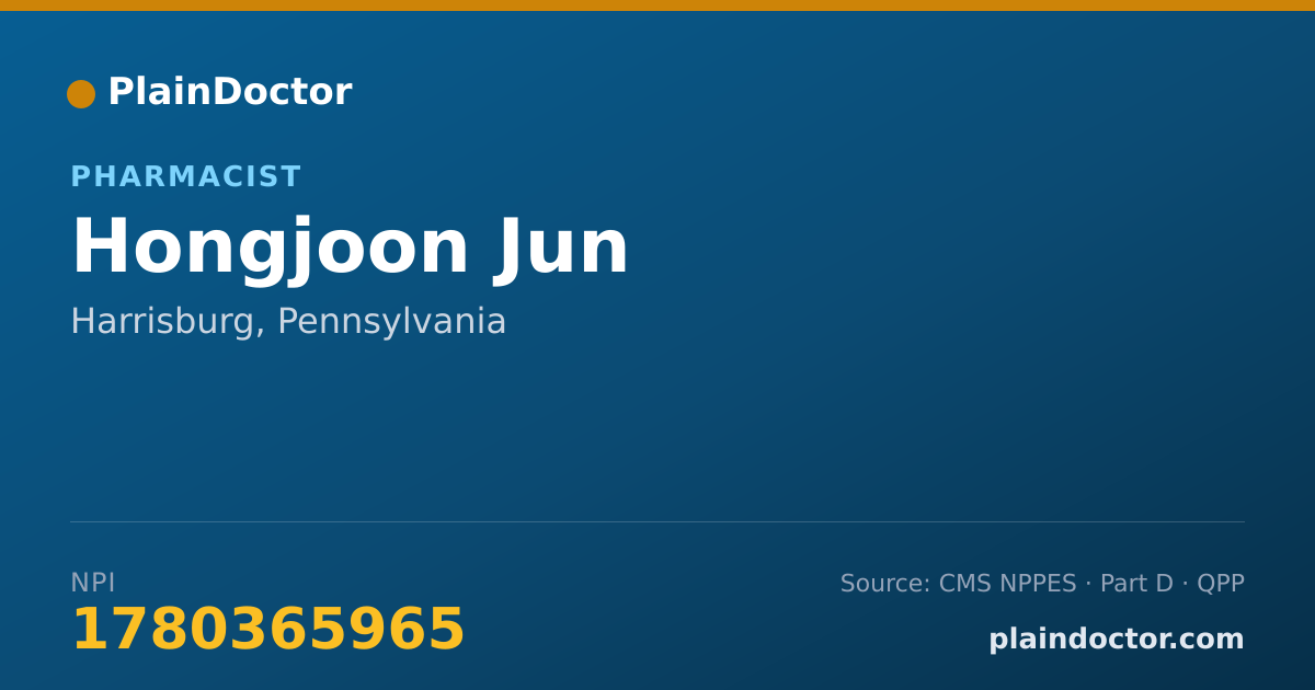 Shareable card for Hongjoon Jun - Pharmacist, Harrisburg, PA