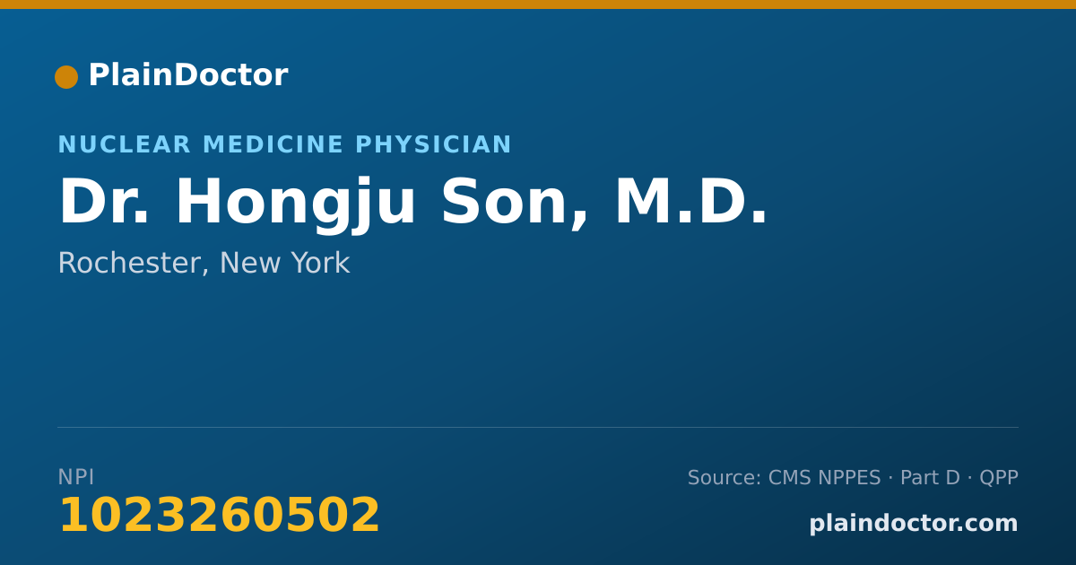 Shareable card for Hongju Son, M.D. - Nuclear Medicine Physician, Rochester, NY