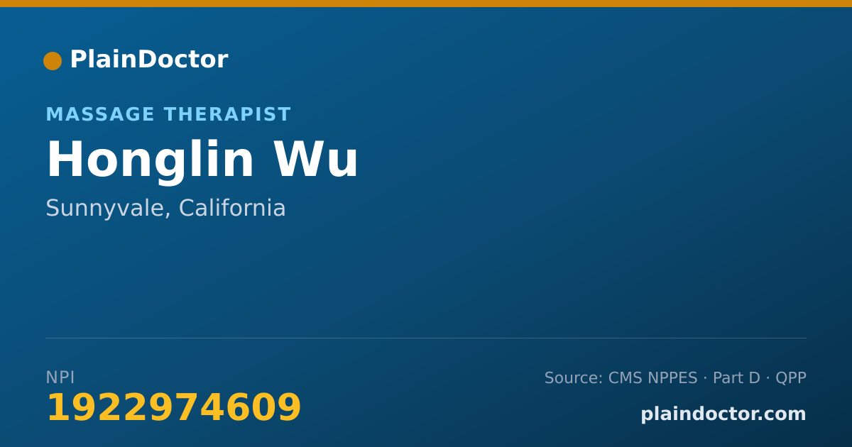 Shareable card for Honglin Wu - Massage Therapist, Sunnyvale, CA