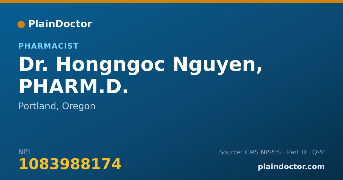 Shareable card for Hongngoc Nguyen, PHARM.D. - Pharmacist, Portland, OR