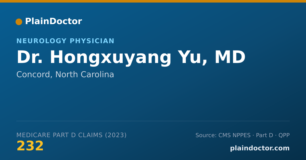 Shareable card for Hongxuyang Yu, MD - Neurology Physician, Concord, NC