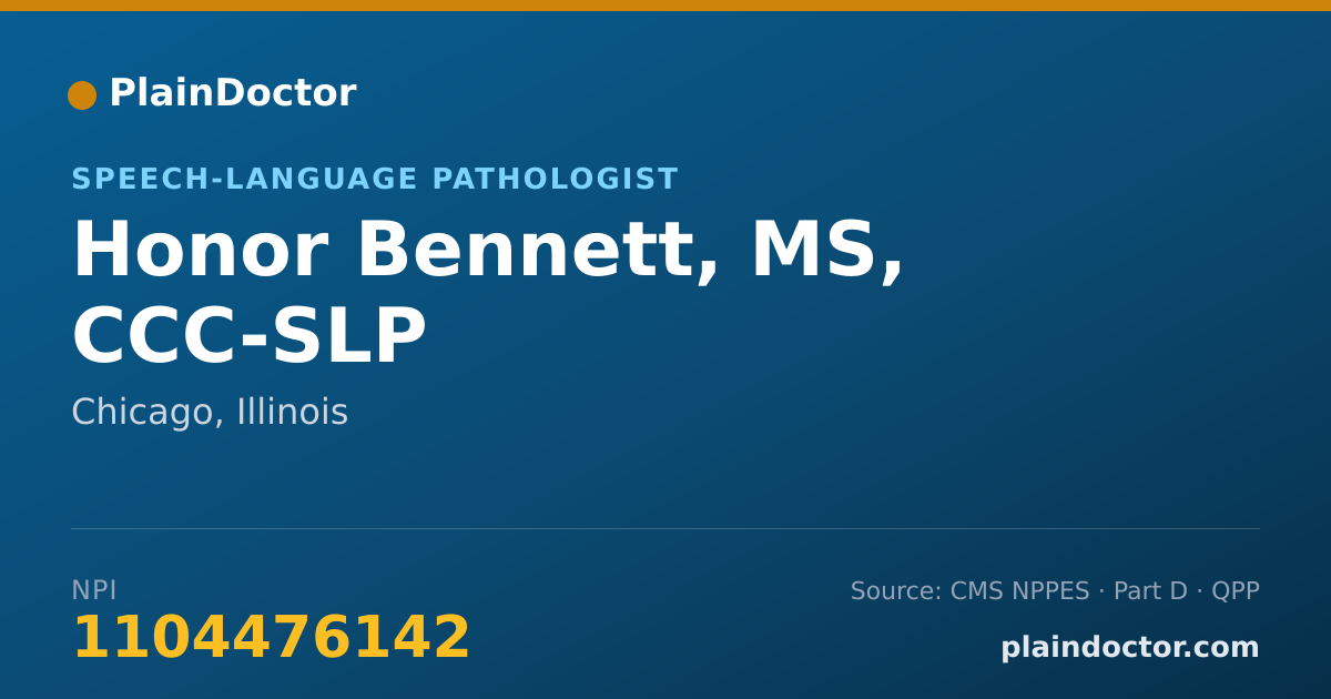 Shareable card for Honor Bennett, MS, CCC-SLP - Speech-Language Pathologist, Chicago, IL