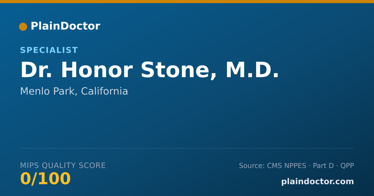 Shareable card for Honor Stone, M.D. - Specialist, Menlo Park, CA