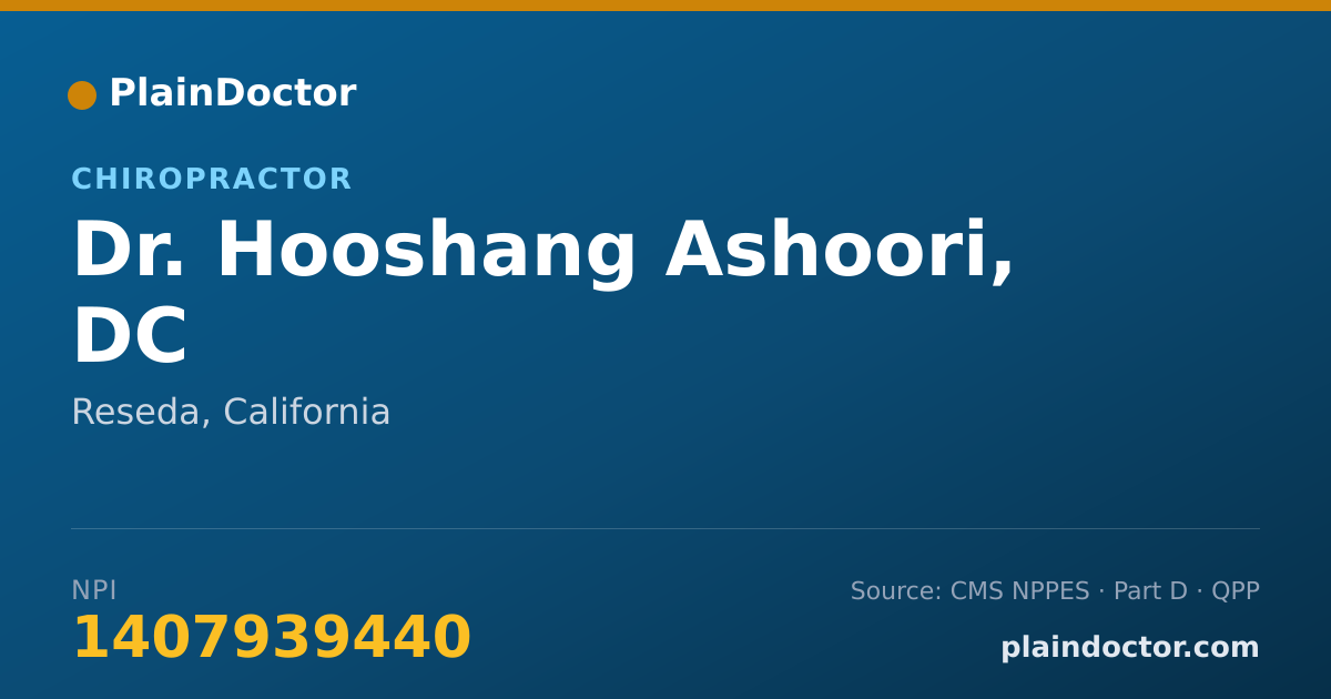 Shareable card for Hooshang Ashoori, DC - Chiropractor, Reseda, CA