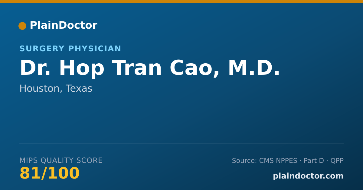 Shareable card for Hop Tran Cao, M.D. - Surgery Physician, Houston, TX