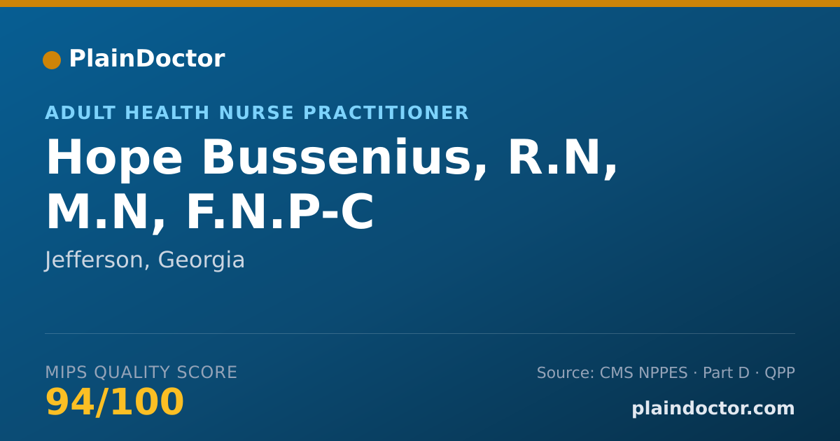Shareable card for Hope Bussenius, R.N, M.N, F.N.P-C - Adult Health Nurse Practitioner, Jefferson, GA