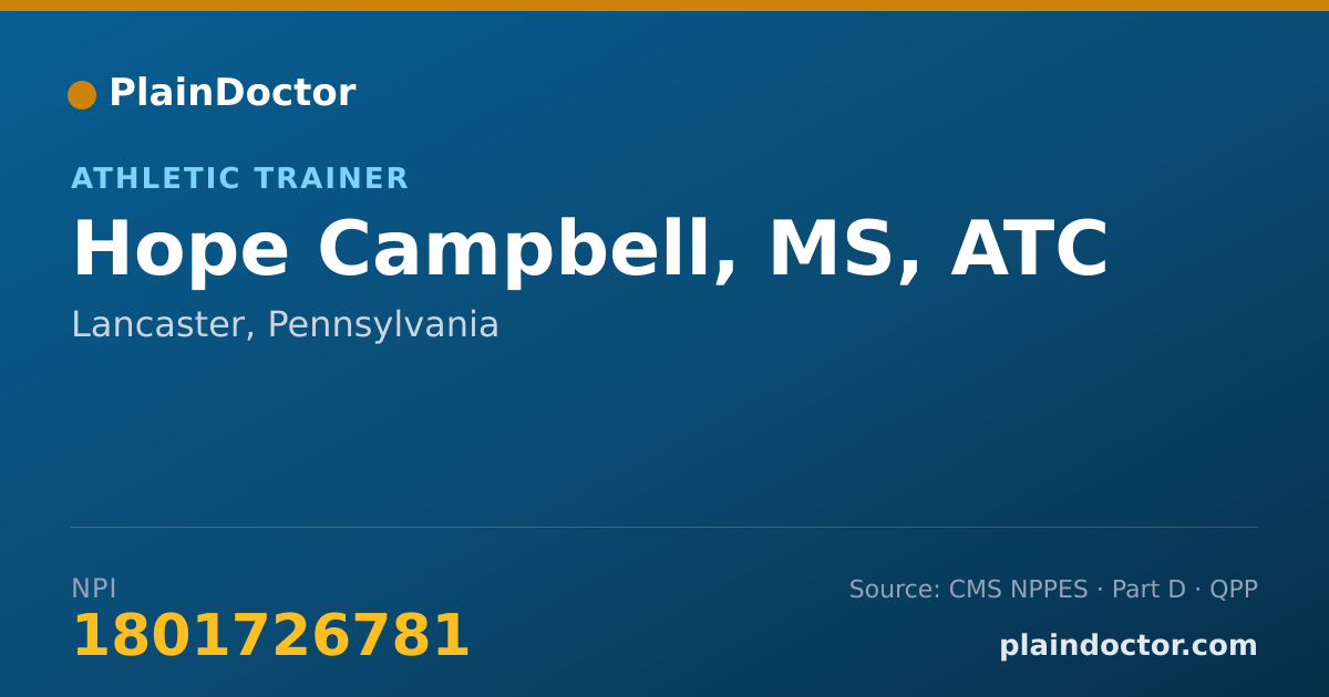 Shareable card for Hope Campbell, MS, ATC - Athletic Trainer, Lancaster, PA