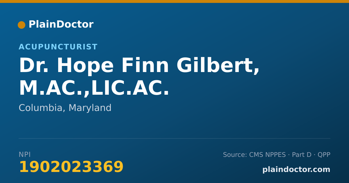 Shareable card for Hope Finn Gilbert, M.AC.,LIC.AC. - Acupuncturist, Columbia, MD