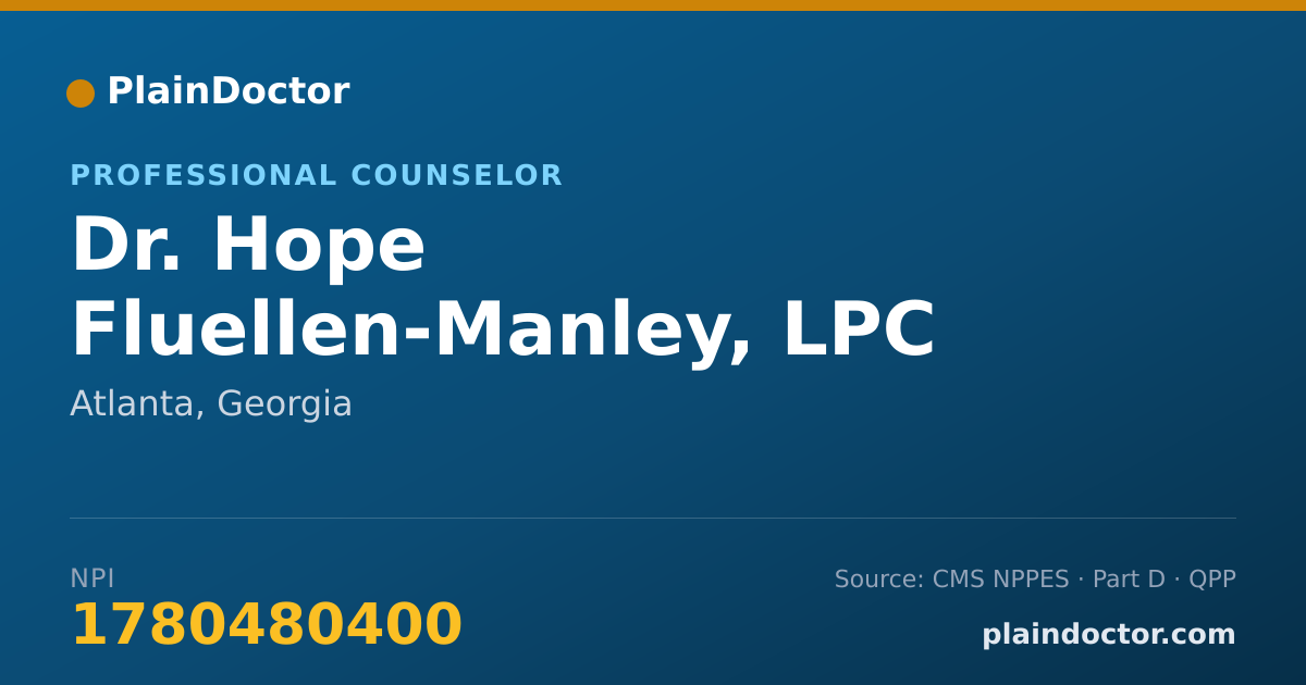 Shareable card for Hope Fluellen-Manley, LPC - Professional Counselor, Atlanta, GA