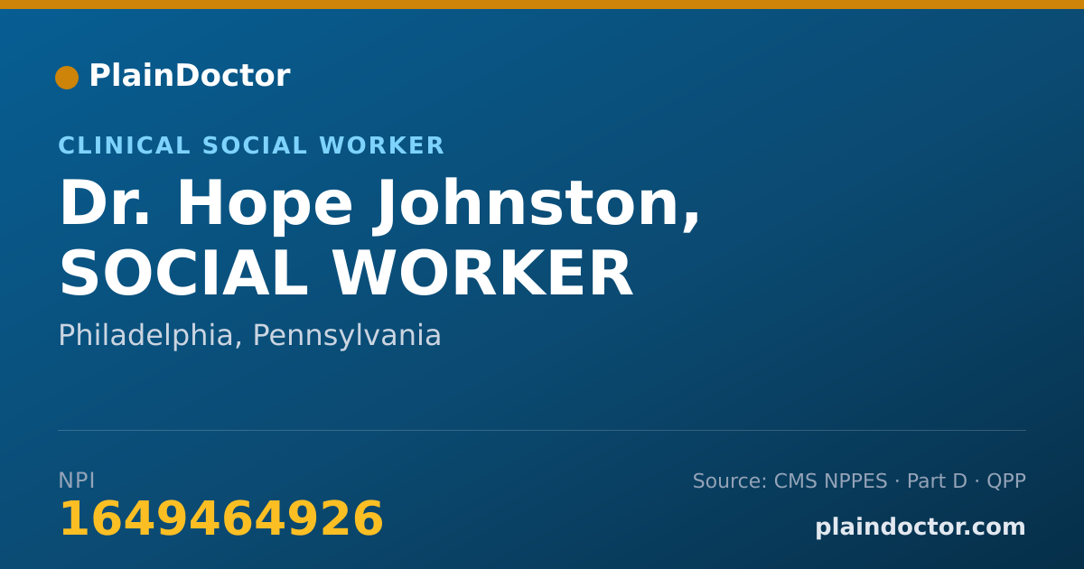 Shareable card for Hope Johnston, SOCIAL WORKER - Clinical Social Worker, Philadelphia, PA