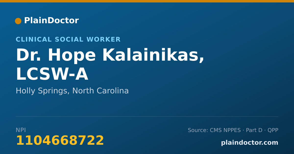 Shareable card for Hope Kalainikas, LCSW-A - Clinical Social Worker, Holly Springs, NC
