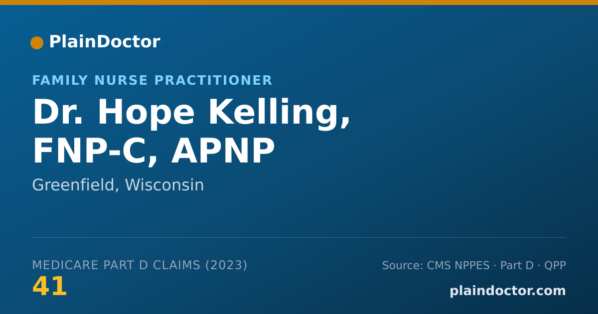Shareable card for Hope Kelling, FNP-C, APNP - Family Nurse Practitioner, Greenfield, WI