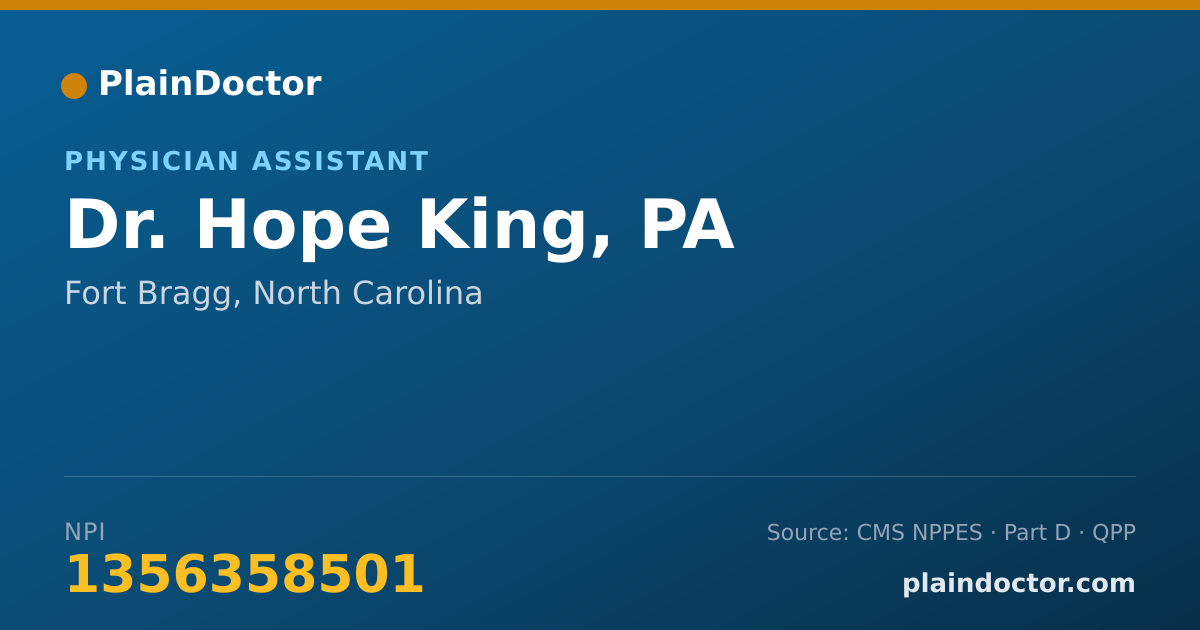 Shareable card for Hope King, PA - Physician Assistant, Fort Bragg, NC