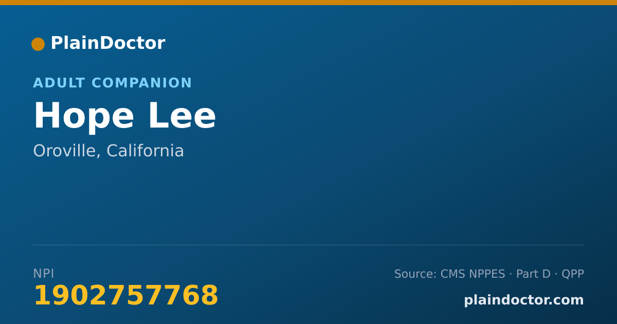 Shareable card for Hope Lee - Adult Companion, Oroville, CA