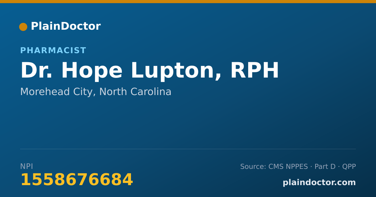 Shareable card for Hope Lupton, RPH - Pharmacist, Morehead City, NC