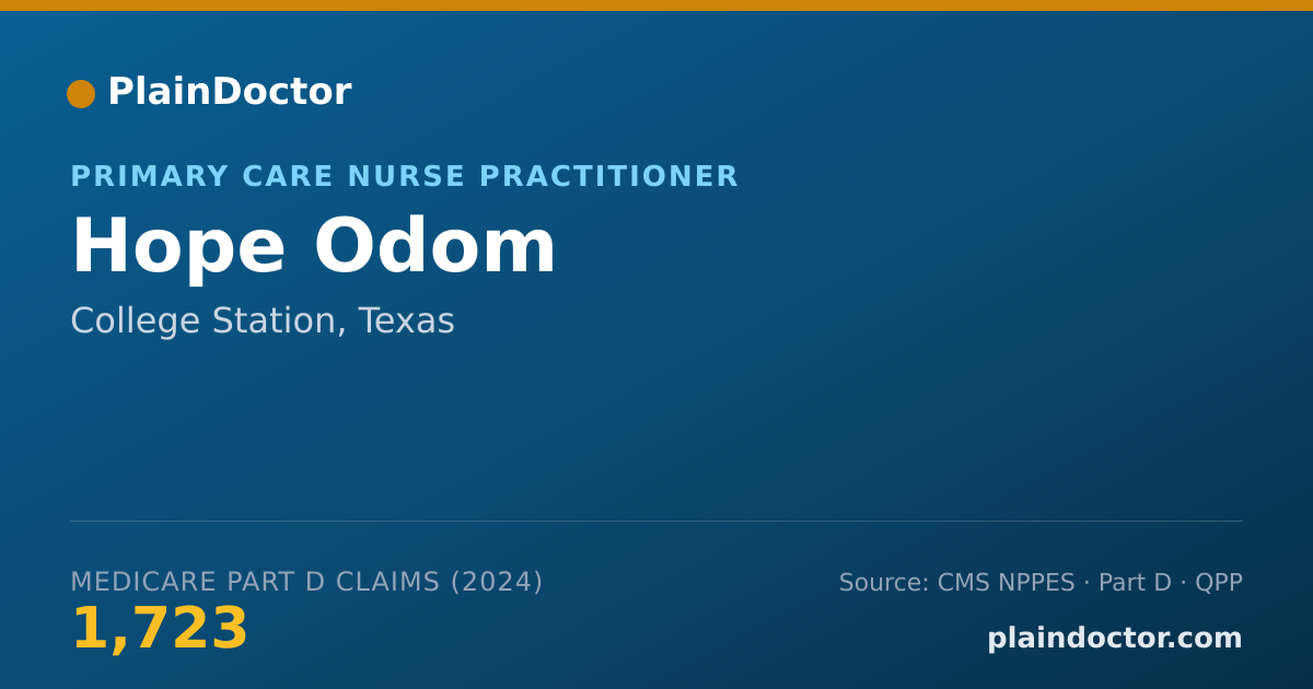 Shareable card for Hope Odom - Primary Care Nurse Practitioner, College Station, TX