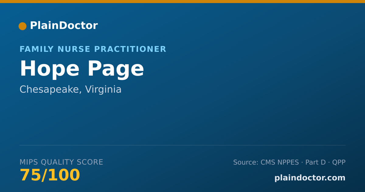 Shareable card for Hope Page - Family Nurse Practitioner, Chesapeake, VA