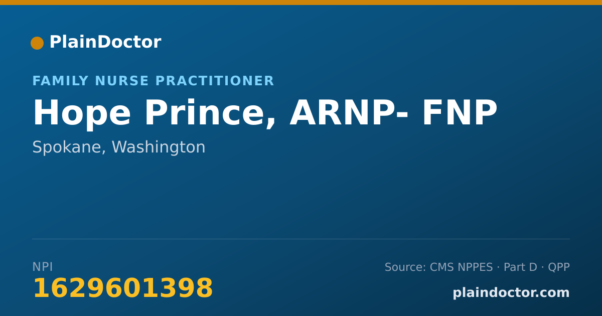 Shareable card for Hope Prince, ARNP- FNP - Family Nurse Practitioner, Spokane, WA