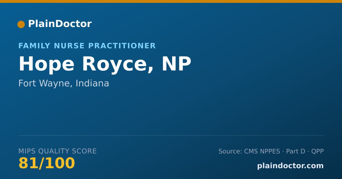 Shareable card for Hope Royce, NP - Family Nurse Practitioner, Fort Wayne, IN