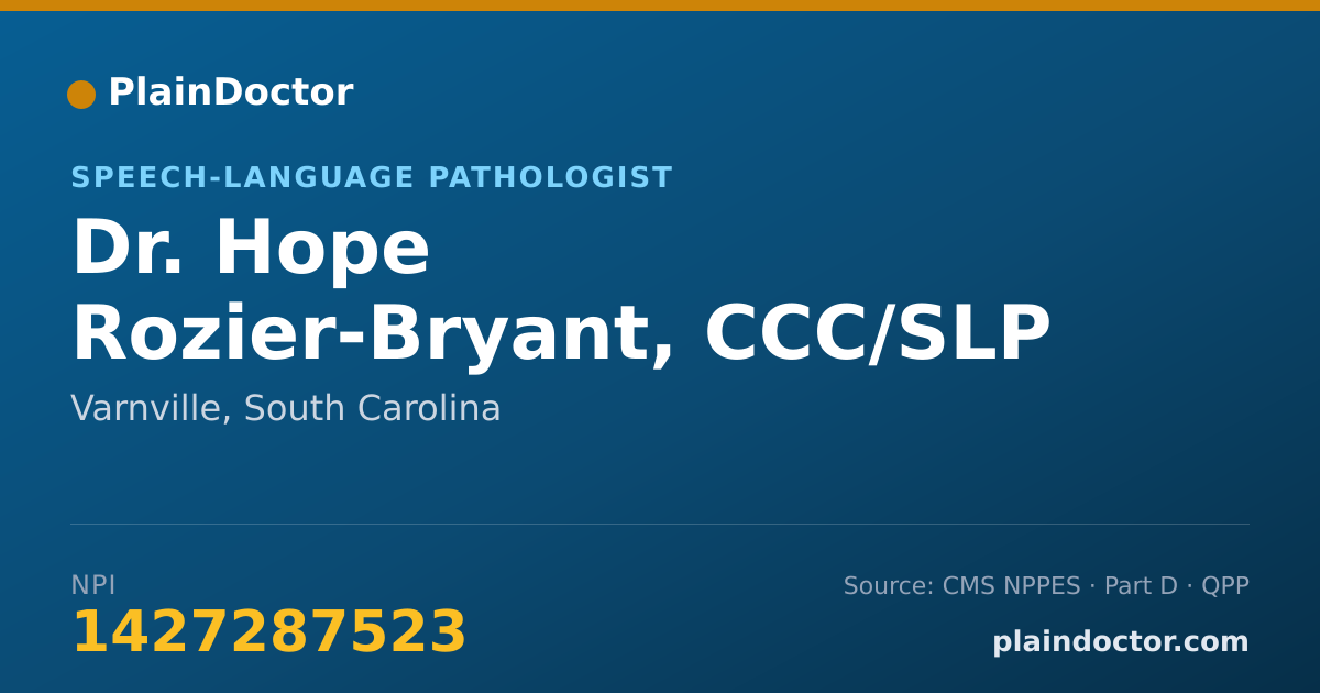 Shareable card for Hope Rozier-Bryant, CCC/SLP - Speech-Language Pathologist, Varnville, SC