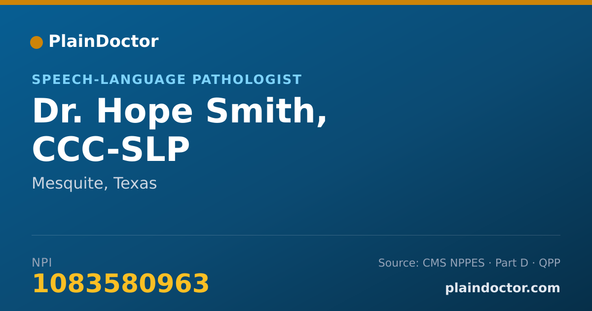 Shareable card for Hope Smith, CCC-SLP - Speech-Language Pathologist, Mesquite, TX