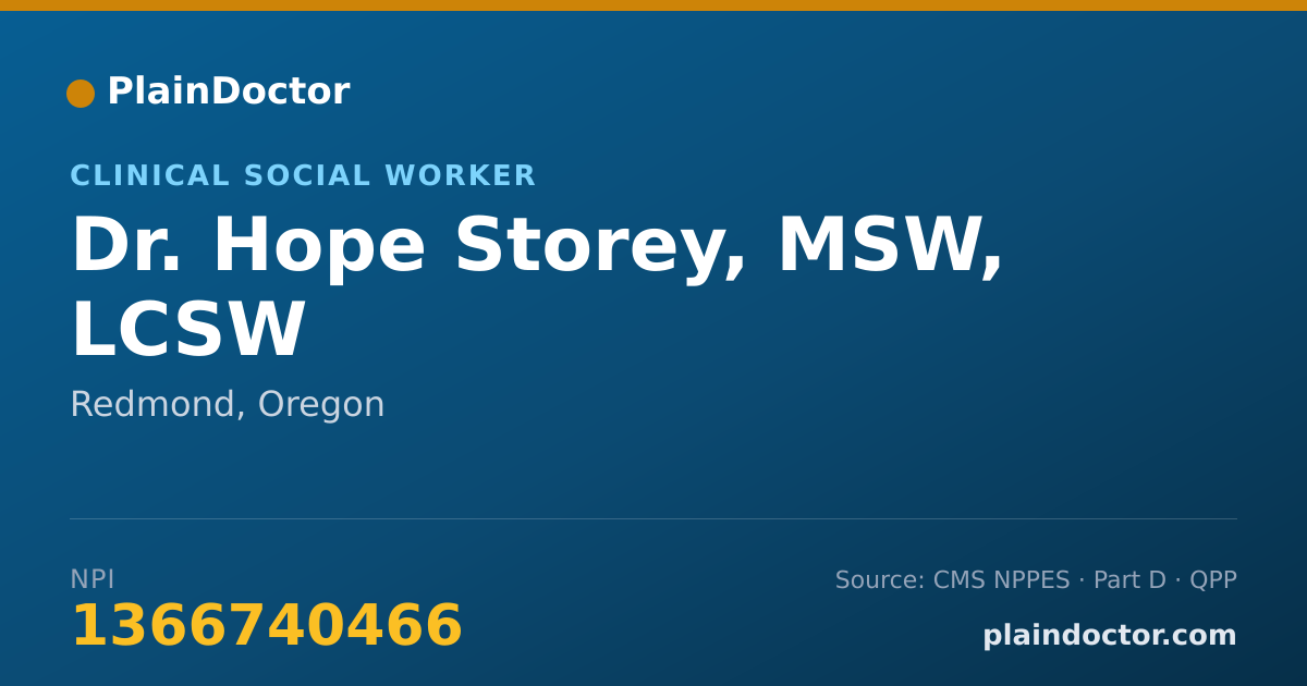 Shareable card for Hope Storey, MSW, LCSW - Clinical Social Worker, Redmond, OR