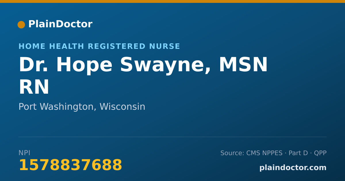 Shareable card for Hope Swayne, MSN RN - Home Health Registered Nurse, Port Washington, WI