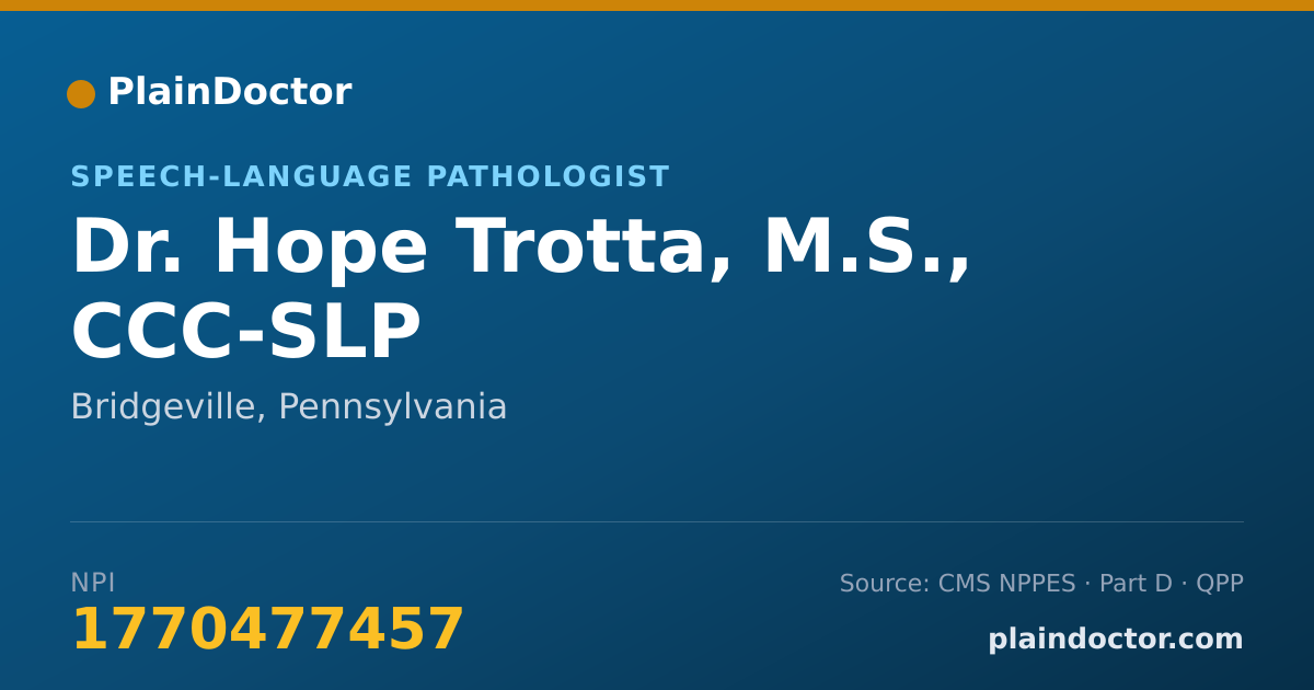 Shareable card for Hope Trotta, M.S., CCC-SLP - Speech-Language Pathologist, Bridgeville, PA