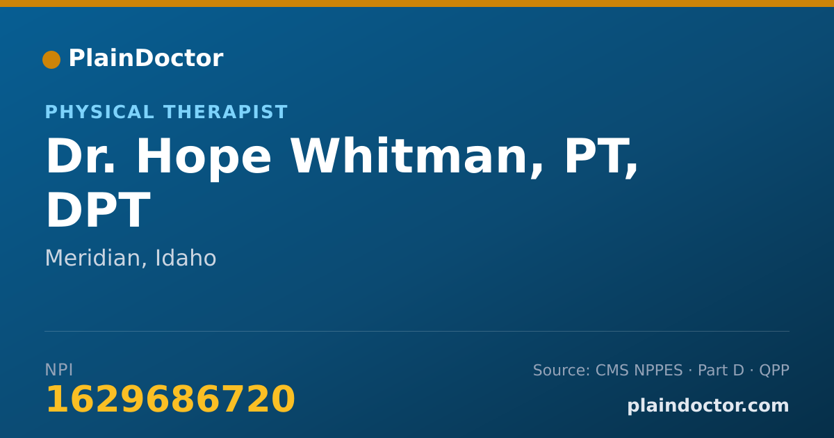 Shareable card for Hope Whitman, PT, DPT - Physical Therapist, Meridian, ID