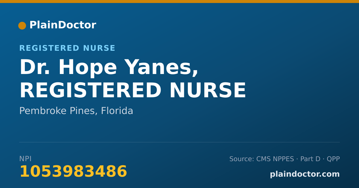 Shareable card for Hope Yanes, REGISTERED NURSE - Registered Nurse, Pembroke Pines, FL