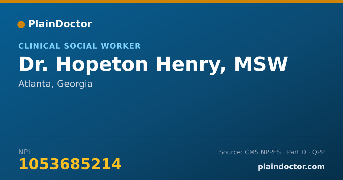 Shareable card for Hopeton Henry, MSW - Clinical Social Worker, Atlanta, GA