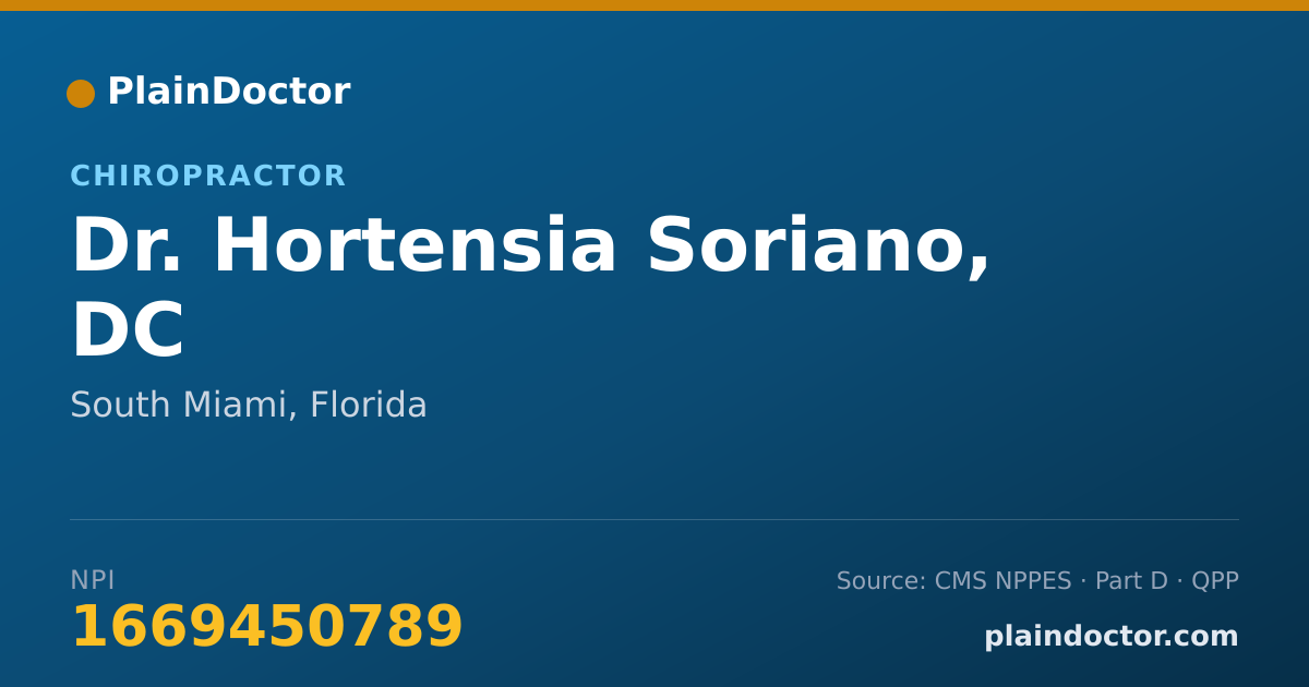 Shareable card for Hortensia Soriano, DC - Chiropractor, South Miami, FL