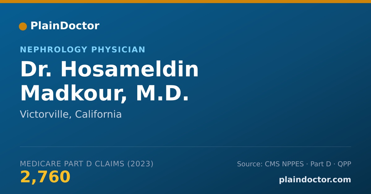 Shareable card for Hosameldin Madkour, M.D. - Nephrology Physician, Victorville, CA