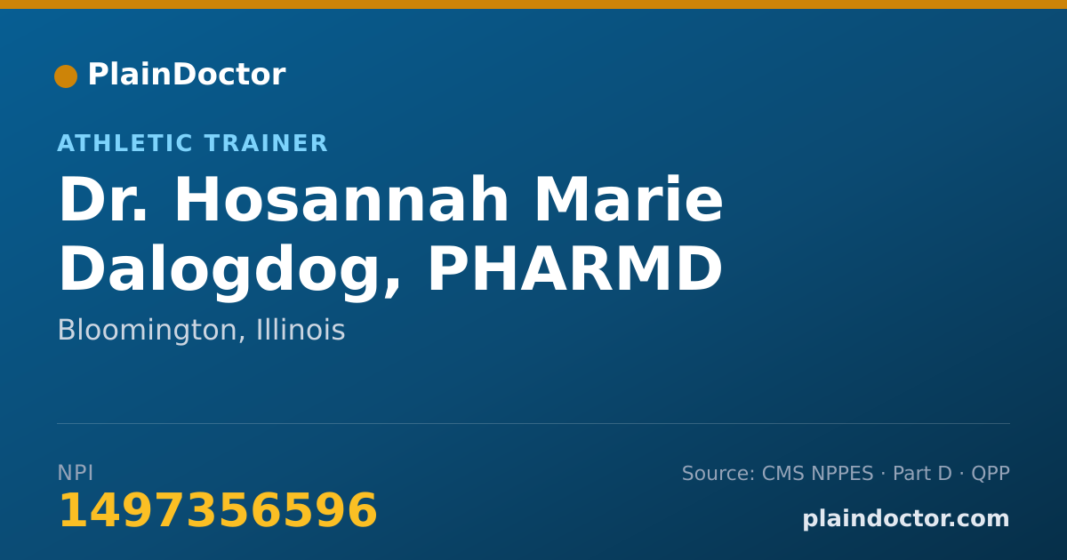 Shareable card for Hosannah Marie Dalogdog, PHARMD - Athletic Trainer, Bloomington, IL