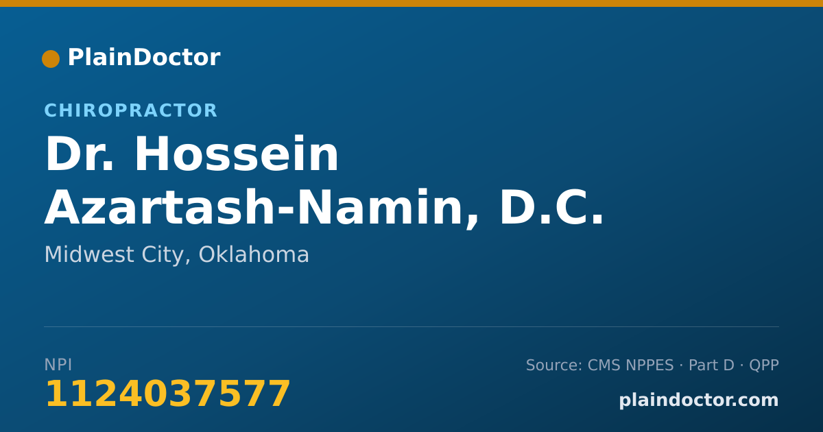 Shareable card for Hossein Azartash-Namin, D.C. - Chiropractor, Midwest City, OK