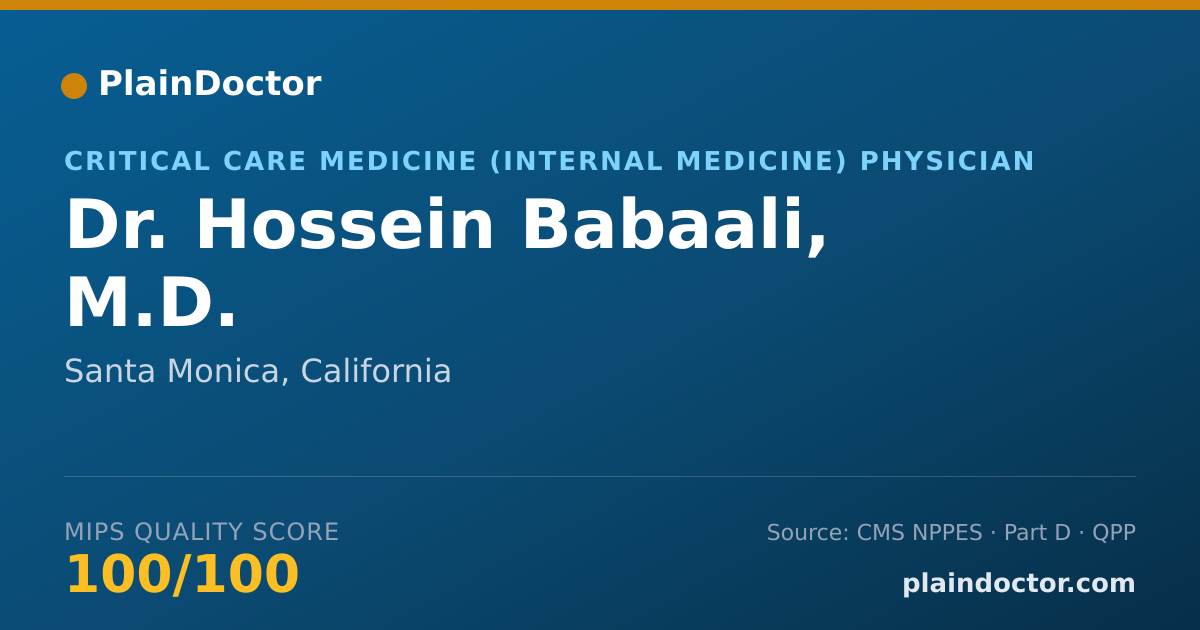 Shareable card for Hossein Babaali, M.D. - Critical Care Medicine (Internal Medicine) Physician, Santa Monica, CA