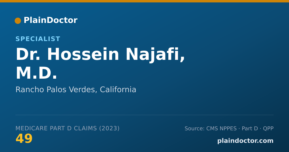 Shareable card for Hossein Najafi, M.D. - Specialist, Rancho Palos Verdes, CA