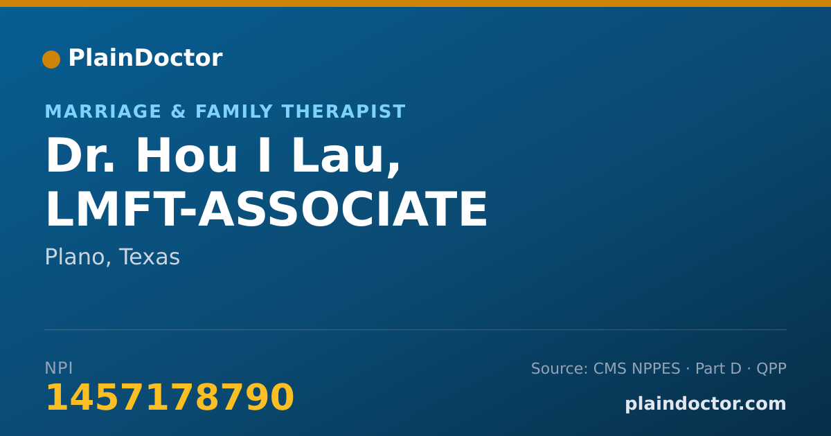 Shareable card for Hou I Lau, LMFT-ASSOCIATE - Marriage & Family Therapist, Plano, TX