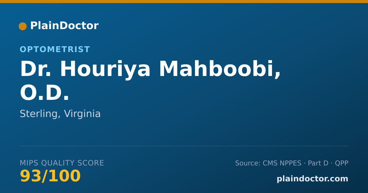 Shareable card for Houriya Mahboobi, O.D. - Optometrist, Sterling, VA