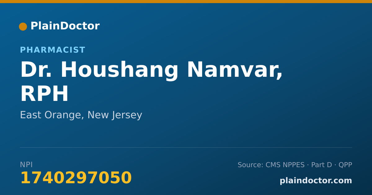 Shareable card for Houshang Namvar, RPH - Pharmacist, East Orange, NJ